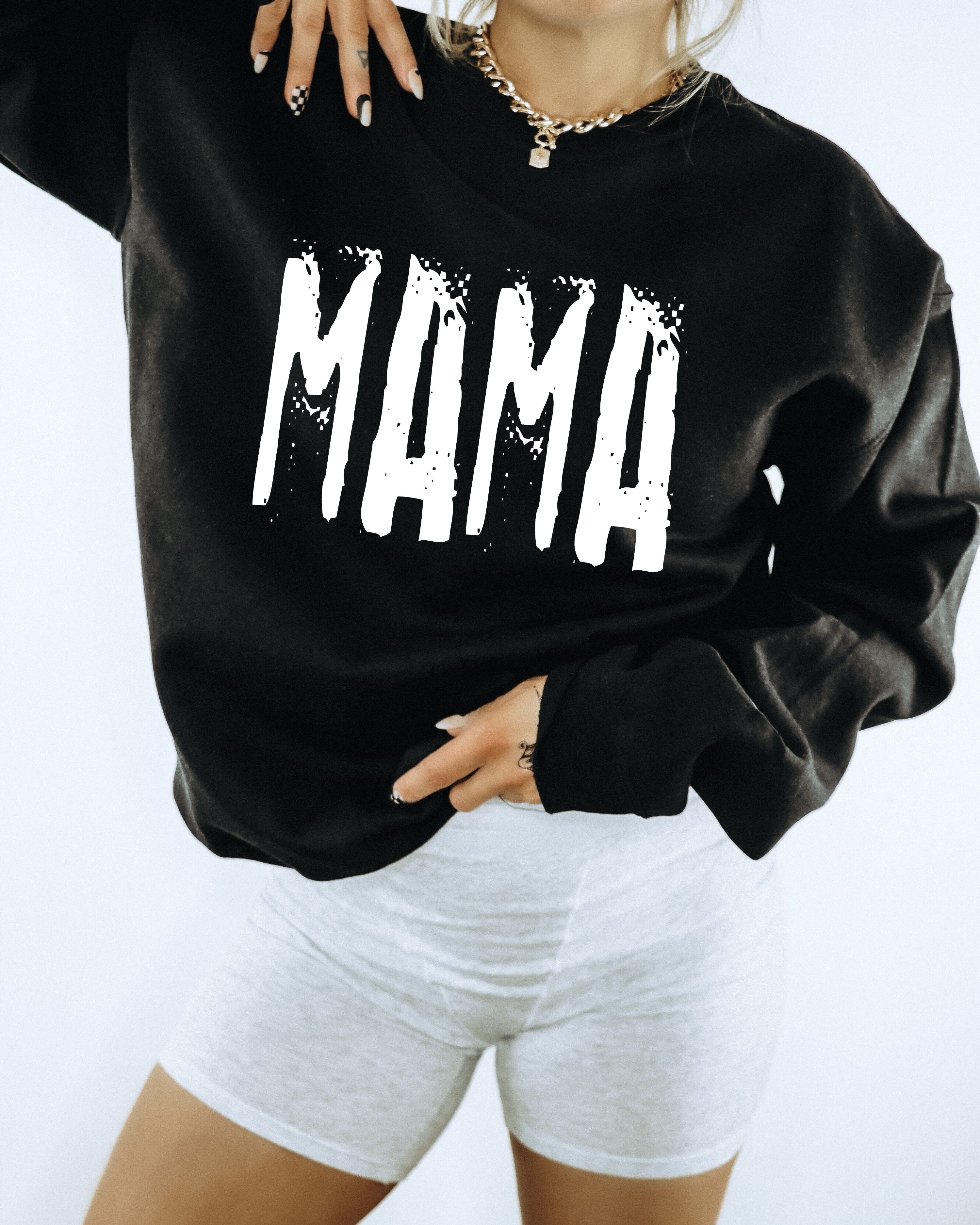 Classic Grunge Mama - Adult Crewneck Sweatshirt (Black)