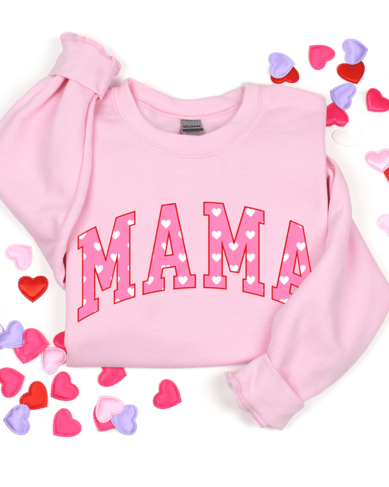 Varsity Heart Mama - Adult Crewneck Sweatshirt - Lily + AJ Clothing Co.