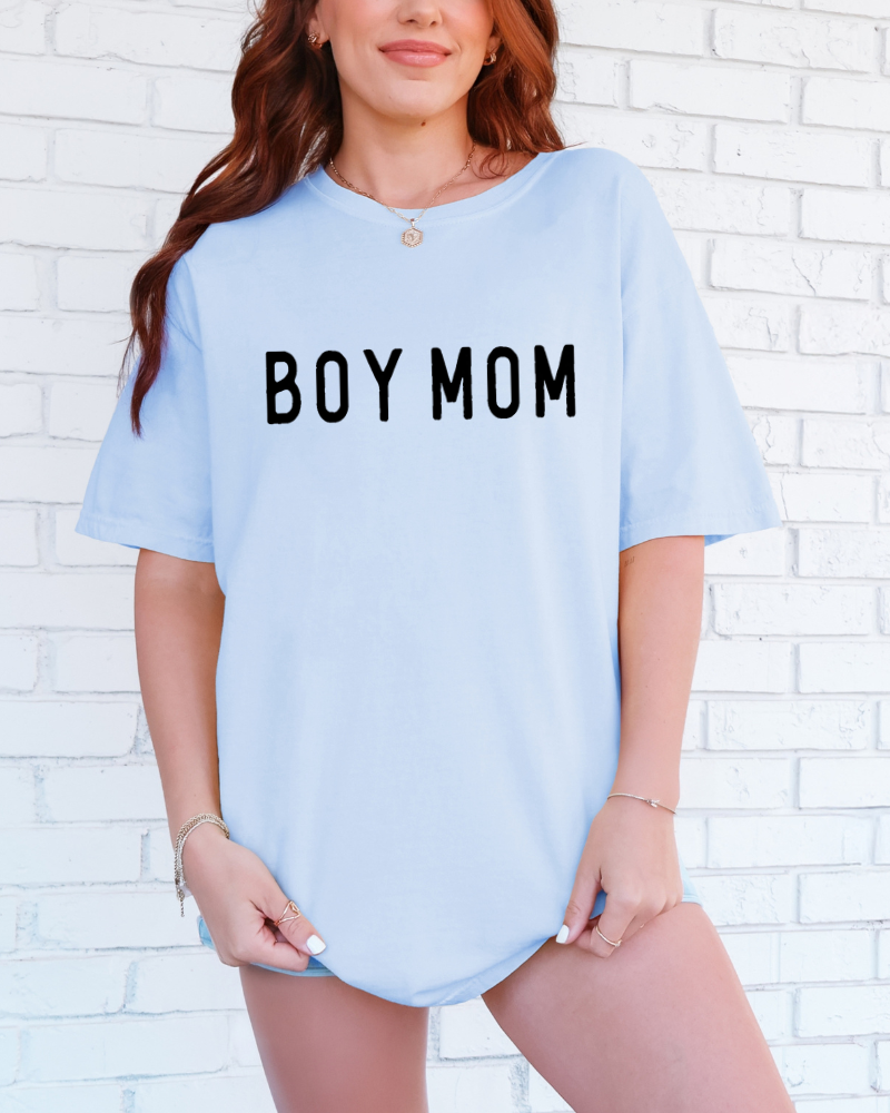 Boy Mom - Short Sleeve T-Shirt (Light Blue)