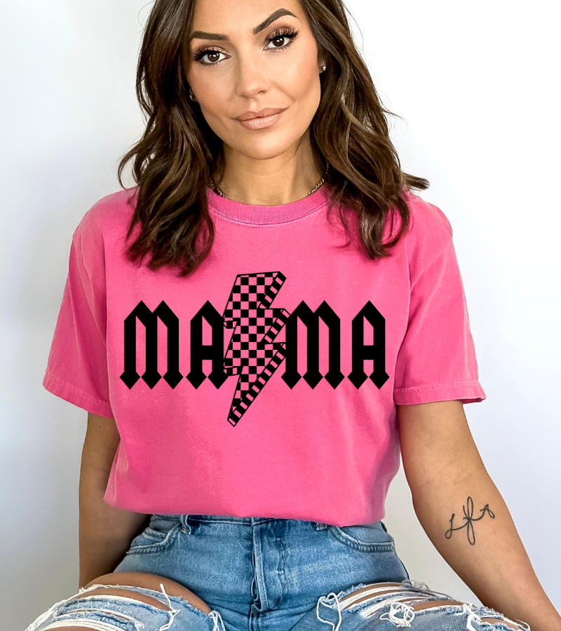 Checkered Mama - Short Sleeve Adult T-Shirt (Crunchberry)