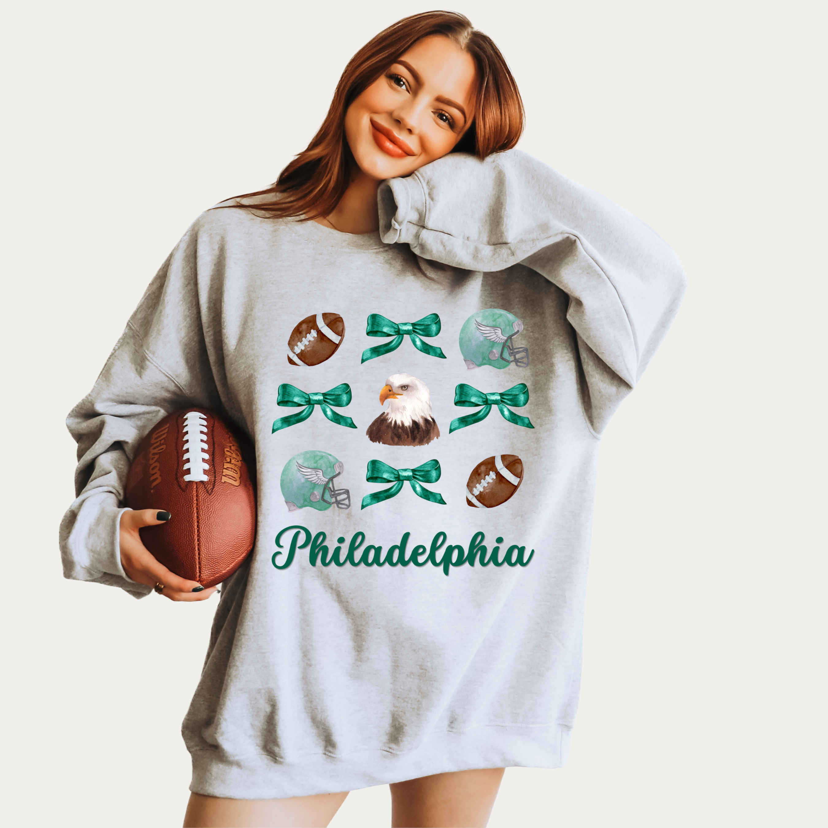 Coquette Football Bows - Adult Crewneck Sweatshirt