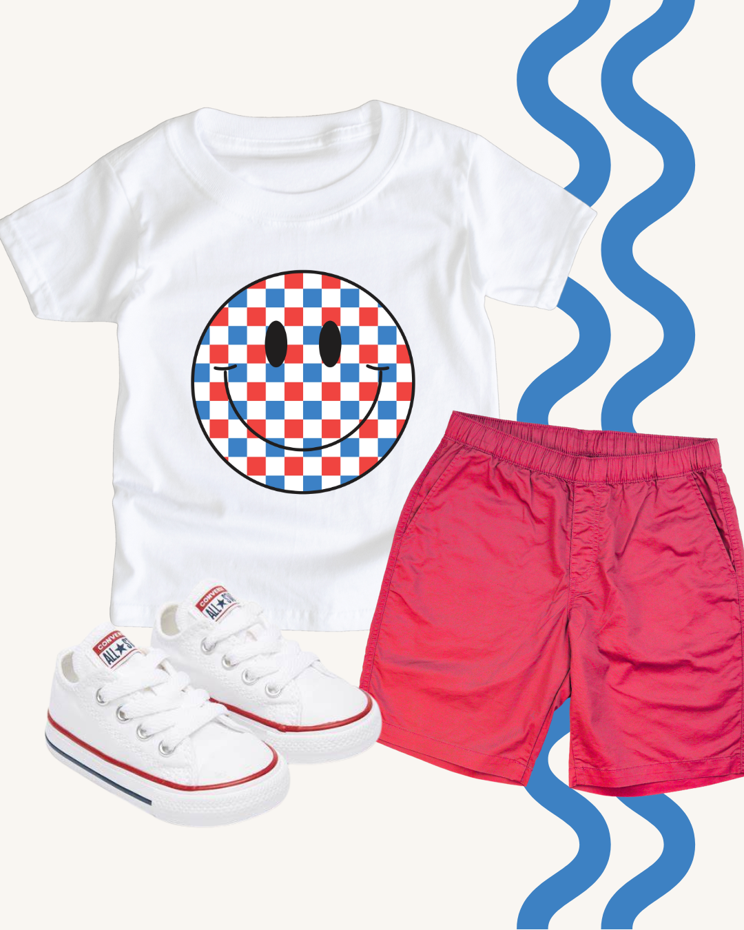 Patriotic Smiley - Infant, Toddler & Youth Unisex Short Sleeve T-Shirt