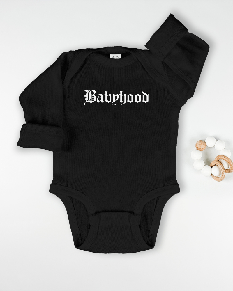 Babyhood - Long Sleeve Onesie (Black) - Lily + AJ Clothing Co.