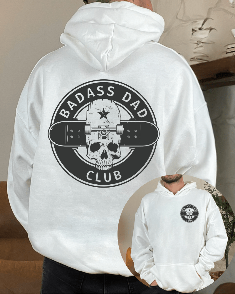 Badass Dad Club - Adult Hoodie (White) - Lily + AJ Clothing Co.