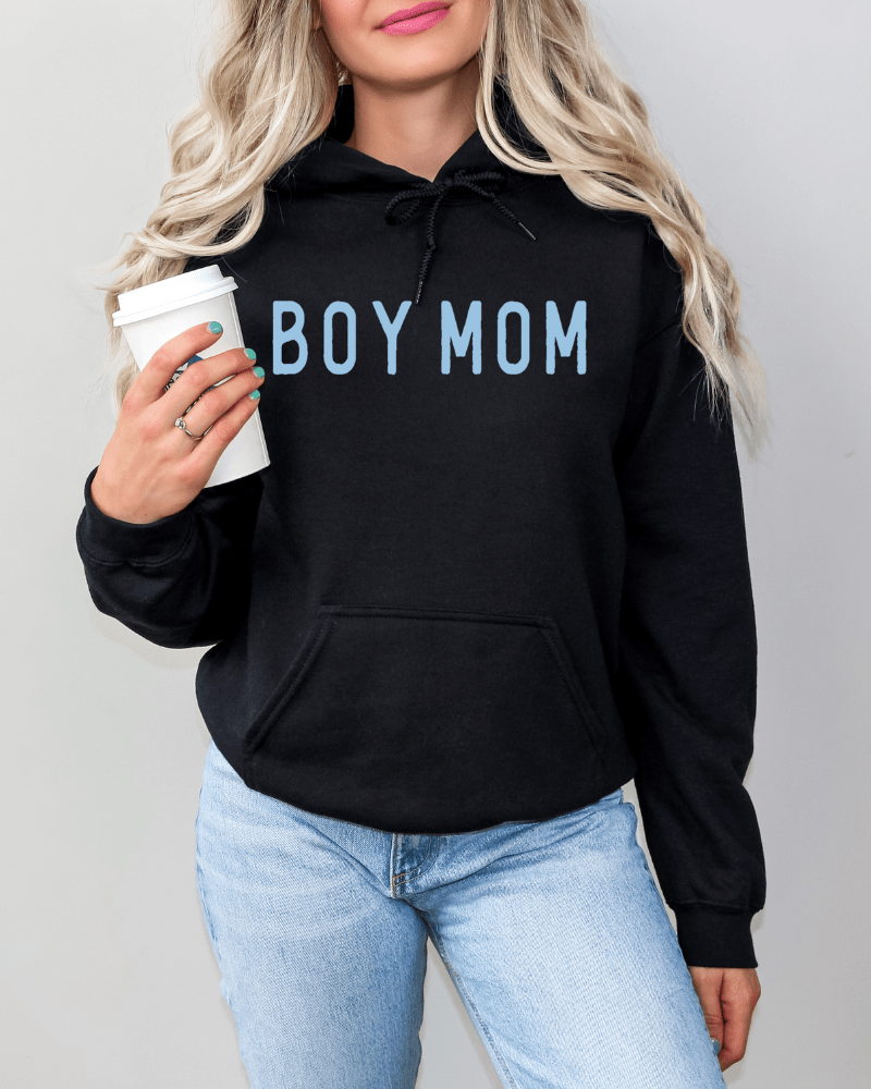 Boy Mom - Women's Heavy Blend Hoodie (Black) - Lily + AJ Clothing Co.