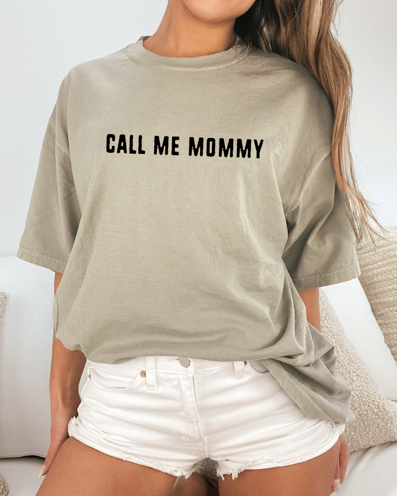 Call Me Mommy - Short Sleeve Adult T-Shirt (Sandstone) - Lily + AJ Clothing Co.