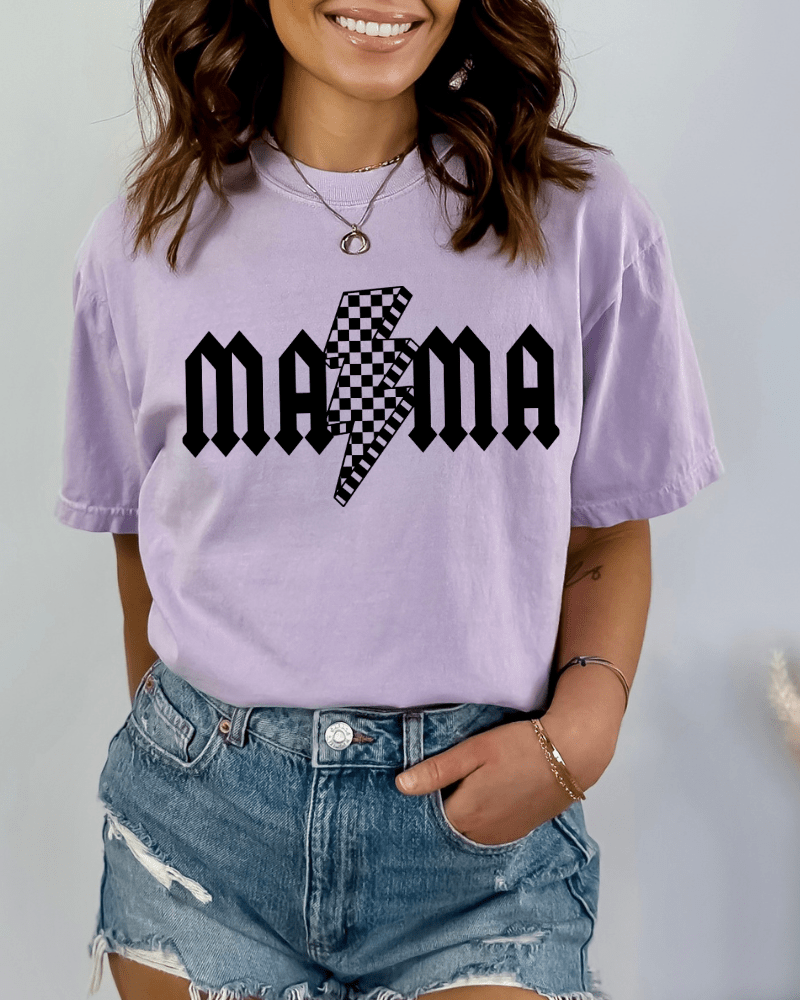 Checkered Mama - Short Sleeve T-Shirt (Orchid) - Lily + AJ Clothing Co.