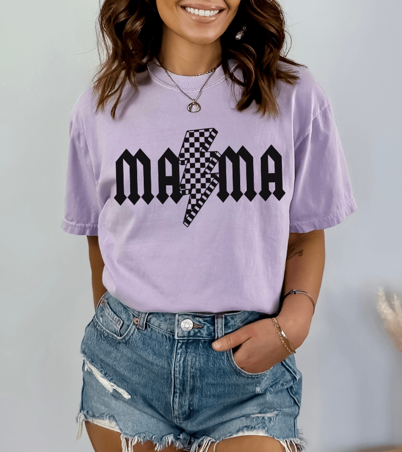 Checkered Mama - Short Sleeve T-Shirt (Orchid) - Lily + AJ Clothing Co.