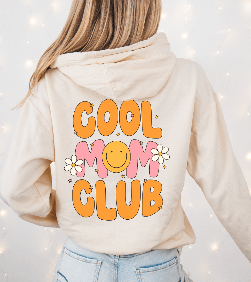 Cool Mom Club Floral - Adult Lightweight Hoodie (Cream) - Lily + AJ Clothing Co.