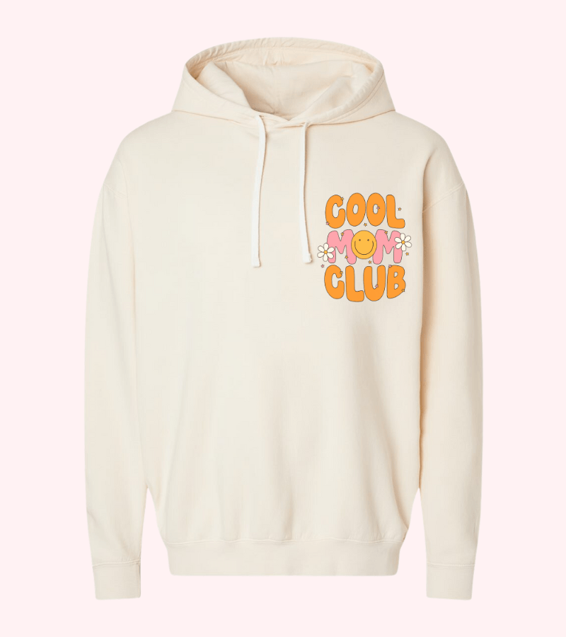 Cool Mom Club Floral - Adult Lightweight Hoodie (Cream) - Lily + AJ Clothing Co.