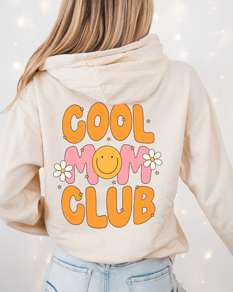 Floral Cool Mom Club - Adult Lightweight Hoodie (Cream) - Lily + AJ Clothing Co.