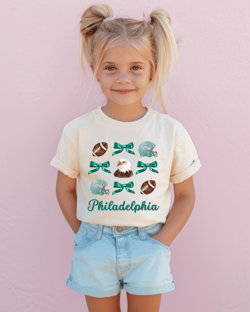 Football Bows - Short Sleeve Infant, Toddler & Youth T-Shirt - Lily + AJ Clothing Co.