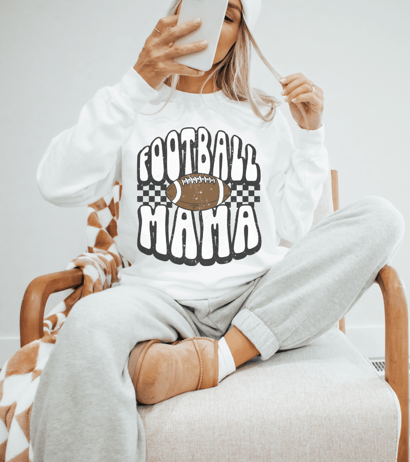 Football Mama - Adult Crewneck Sweatshirt - Lily + AJ Clothing Co.