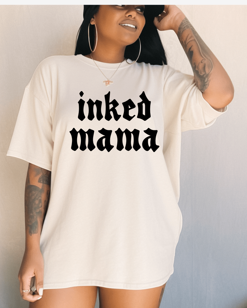 Inked Mama - Short Sleeve Adult T-Shirt (Cream) - Lily + AJ Clothing Co.