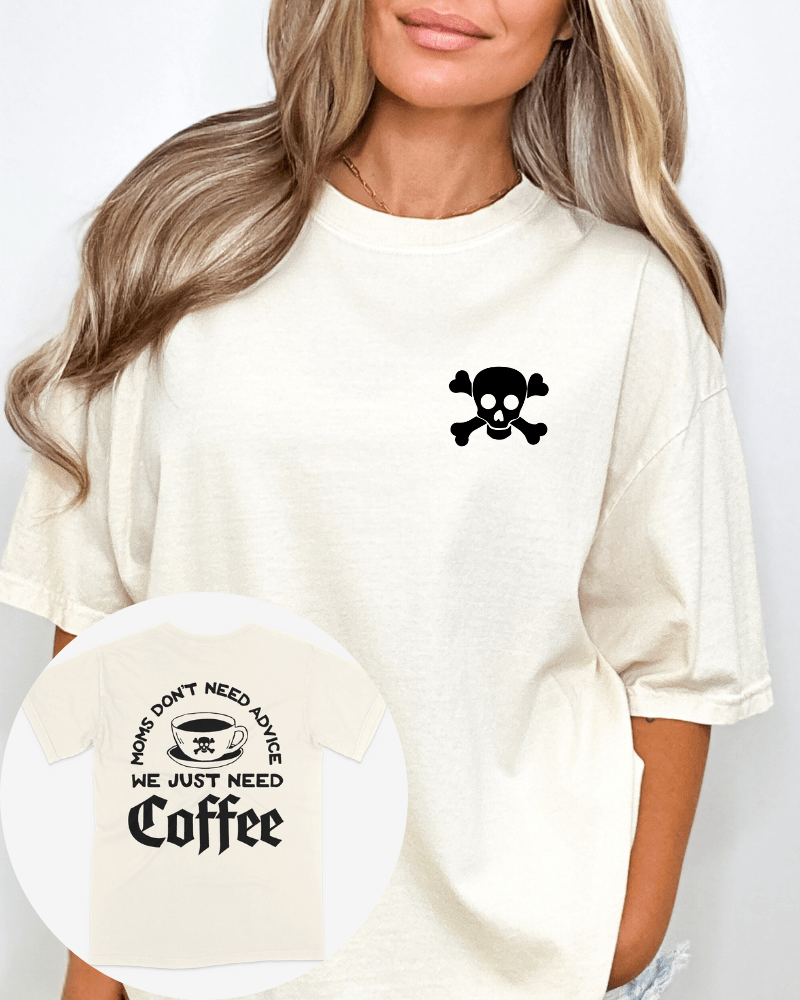 Moms Need Coffee - Short Sleeve Adult T-Shirt (Cream) - Lily + AJ Clothing Co.