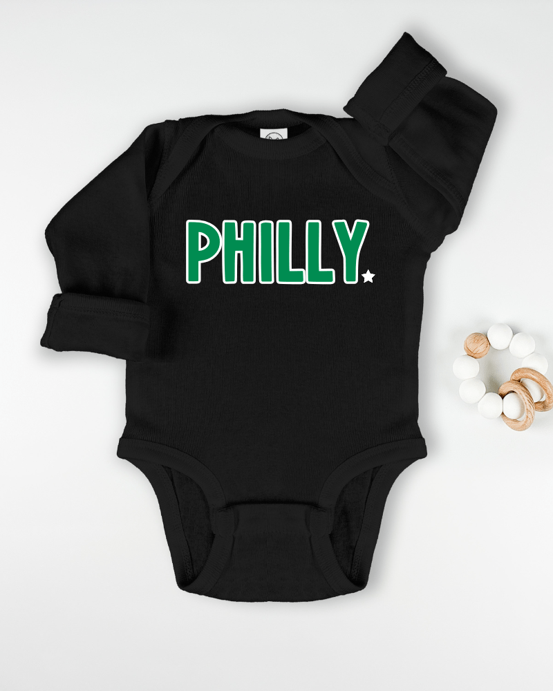 Philly - Infant Long Sleeve Onesie (Black) - Lily + AJ Clothing Co.