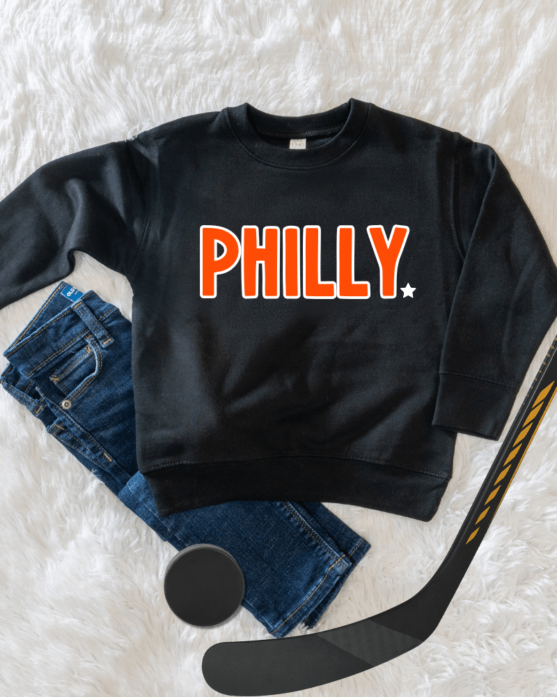 Philly - Toddler, Youth & Adult Crewneck Sweatshirt (Black) - Lily + AJ Clothing Co.