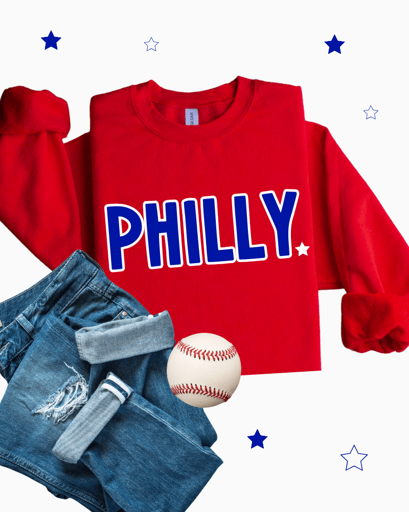 Philly - Toddler, Youth & Adult Crewneck Sweatshirt (Red) - Lily + AJ Clothing Co.